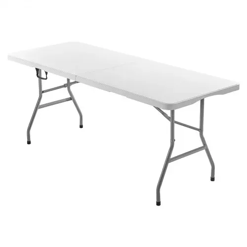 VEVOR Klapptisch Buffettisch tragbarer Allzwecktisch 180 cm, rechteckiger Kunststofftisch (für 4-6 Personen) mit integriertem Griff, Gartentisch Campingtisch für Partys Picknick Camping, weiß – Bild 9