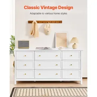 VEVOR Kommode mit 9 Schubladen, Holzkommode mit Schiebe- und Kippschutz, minimalistischer Retro-Schubladenschrank TV-Ständer, Organizer für Wohnzimmer Schlafzimmer Eingangsbereich (weiß) VEVOR Kommode mit 9 Schubladen, Holzkommode mit Schiebe- und Kippschutz, minimalistischer Retro-Schubladenschrank TV-Ständer, Organizer für Wohnzimmer Schlafzimmer Eingangsbereich (weiß)