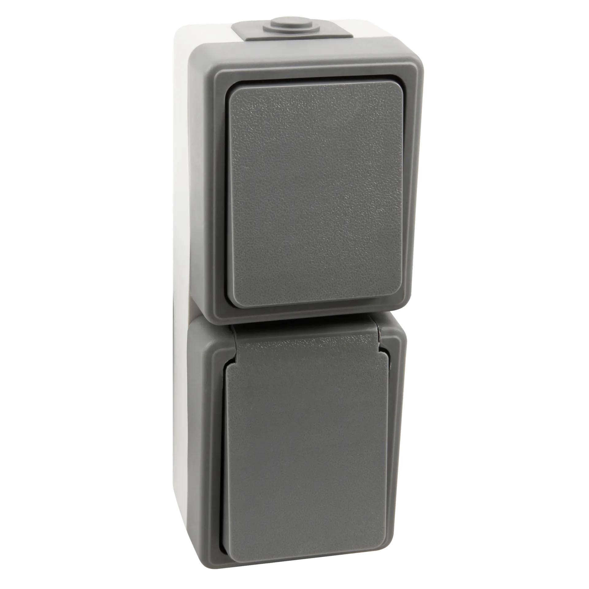 Feuchtraum Kombi-Dose McPower “Secure“ 250V~, Schalter+Steckdose, IP44, AP, grau Feuchtraum Kombi-Dose McPower “Secure“ 250V~, Schalter+Steckdose, IP44, AP, grau