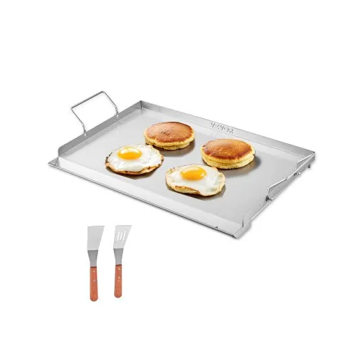 VEVOR Grillplatte Grillpfanne Edelstahl universelle rechteckige Platte (585 x 365 mm) mit flacher Oberseite, Gasgrill-Grillplatte für BBQ-Grill Teppanyaki, tragbares Familienkochgeschirr mit Griff VEVOR Grillplatte Grillpfanne Edelstahl universelle rechteckige Platte (585 x 365 mm) mit flacher Oberseite, Gasgrill-Grillplatte für BBQ-Grill Teppanyaki, tragbares Familienkochgeschirr mit Griff