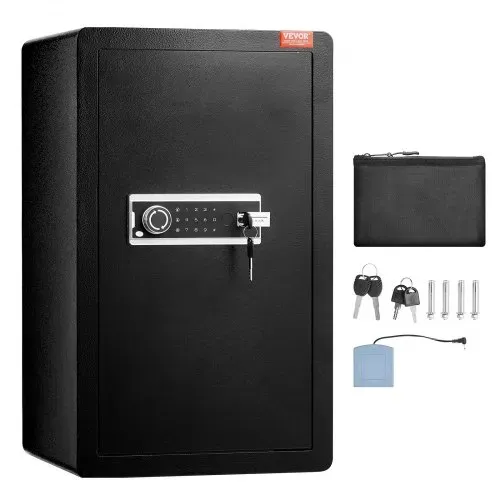 VEVOR Safe Tresor mit feuerfester Geldtasche, Einzeltür-Safe 113 L, 2 Trennwände, digitaler Möbeltresor mit Schlüssel und Code, Wertsachenbox für Geld und Schmuck, Geldtresor Schwarz – Bild 8