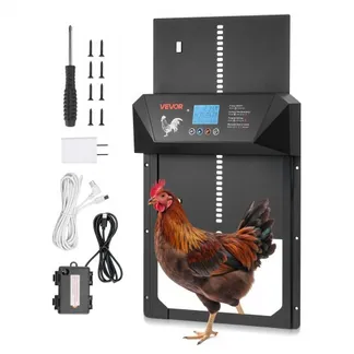 VEVOR Automatische Hühnerklappe, Hühnertür mit LCD-Display, Lichtsensor, Timer, manueller Einstellung, Einklemmschutz, Hühnerstalltür, Hühnerauslauf-Toröffner für Bauernhof, 405x330x85 mm VEVOR Automatische Hühnerklappe, Hühnertür mit LCD-Display, Lichtsensor, Timer, manueller Einstellung, Einklemmschutz, Hühnerstalltür, Hühnerauslauf-Toröffner für Bauernhof, 405x330x85 mm