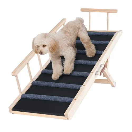 VEVOR Hunderampe 1,2m lang Hundetreppe mit 7 Querstangen Hundeautorampe aus Kiefernholz Gummi Hundeeinstiegshilfe 6-stufige Höheneinstellungen Tierrampe ca. 113kg Tragfähigkeit für große kleine Hunde VEVOR Hunderampe 1,2m lang Hundetreppe mit 7 Querstangen Hundeautorampe aus Kiefernholz Gummi Hundeeinstiegshilfe 6-stufige Höheneinstellungen Tierrampe ca. 113kg Tragfähigkeit für große kleine Hunde