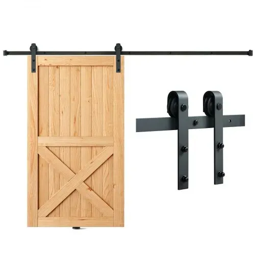 VEVOR 244cm Schiebetürbeschlag J-förmig Schiebetürsystem mit 2-teiligen Schienen 150kg Tragfähigkeit Laufschiene Ideal für Schiebetüren mit Türstärke von 32-45mm, Türbreite von 1,12–1,32m – Bild 8