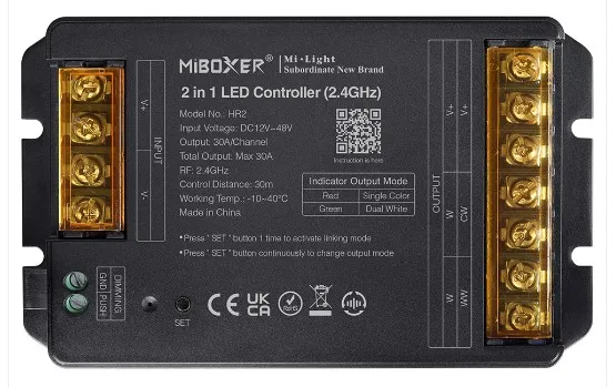 MiBoxer HR2 LED Controller 2in1 DC12~48V 2.4G HP 30A MiBoxer HR2 LED Controller 2in1 DC12~48V 2.4G HP 30A