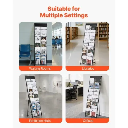 VEVOR Prospektständer Zeitschriftenständer mit 20 Taschen, Literaturständer Kataloghalter Schrägsteller aus Metall, Buchständer Bodenaufsteller für Messe Büroshows Ausstellung, Displayständer – Bild 5