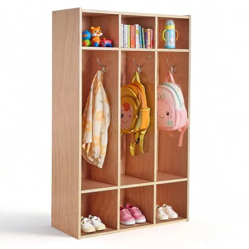 VEVOR Offener Kinderkleiderschrank aus Sperrholz, Kindergarderobe mit 6 Haken & 9 Fächern (3 Groß + 6 Klein), Garderobenregal & Aufbewahrungsregal für Kinderzimmer Zuhause Kindergarten Kita VEVOR Offener Kinderkleiderschrank aus Sperrholz, Kindergarderobe mit 6 Haken & 9 Fächern (3 Groß + 6 Klein), Garderobenregal & Aufbewahrungsregal für Kinderzimmer Zuhause Kindergarten Kita