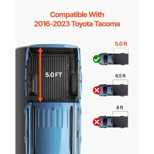 VEVOR Dreifach faltbare Ladeflächenabdeckung, Kompatibel mit 2016-2023 Toyota Tacoma, 5′ (60,5″) Ladefläche, Passt nur auf 5,0′ x 4,6′ (60,5″ x 55,0″) Innenladefläche, 400 lbs Tragkraft, LED-Licht VEVOR Dreifach faltbare Ladeflächenabdeckung, Kompatibel mit 2016-2023 Toyota Tacoma, 5′ (60,5″) Ladefläche, Passt nur auf 5,0′ x 4,6′ (60,5″ x 55,0″) Innenladefläche, 400 lbs Tragkraft, LED-Licht