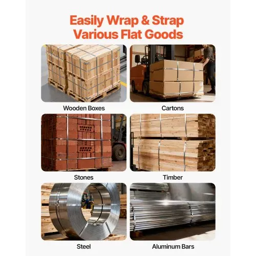 VEVOR Stahlband Umreifungsgerät für Max. 19mm Breite, 4-in-1 Metallband-Verpackungsmaschine für Spannen Crimpen Schneiden & Versiegeln, Manuelles Stahlband-Umreifungswerkzeug für Verpackung Transport – Bild 5