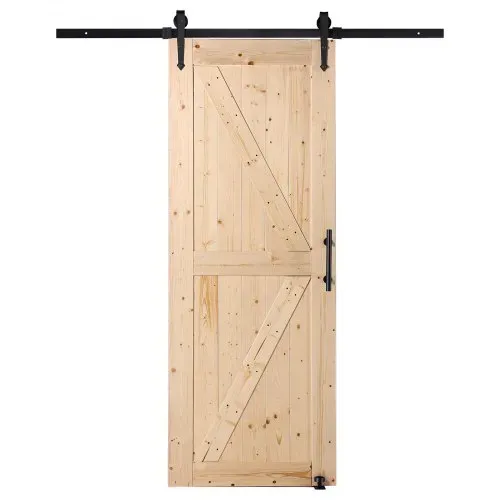 VEVOR Scheunentor und Hardware-Set Schiebetürsystem, 762 x 2133,6 mm Holz-Schiebetor, sanft und leise, Scheunentor-Set mit 8-in-1-Bodenführung und Türgriff, Fichtenholz-Platte – Bild 10