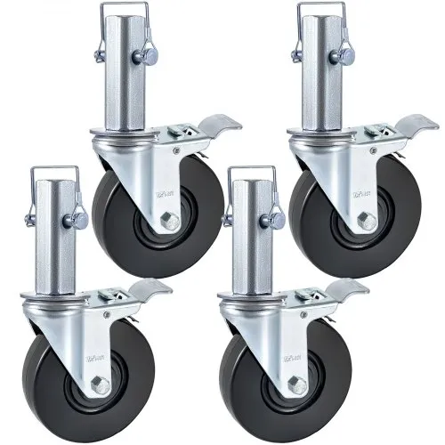 VEVOR Lenkrollen aus Polyurethan, Eisenkern 12,7 cm, Lenkstangenrollen mit Doppelfeststellbremse, Stellfüße, Tragkraft 200 kg pro Rad Industrierollen Schwerlastrollen Transportrollen VEVOR Lenkrollen aus Polyurethan, Eisenkern 12,7 cm, Lenkstangenrollen mit Doppelfeststellbremse, Stellfüße, Tragkraft 200 kg pro Rad Industrierollen Schwerlastrollen Transportrollen