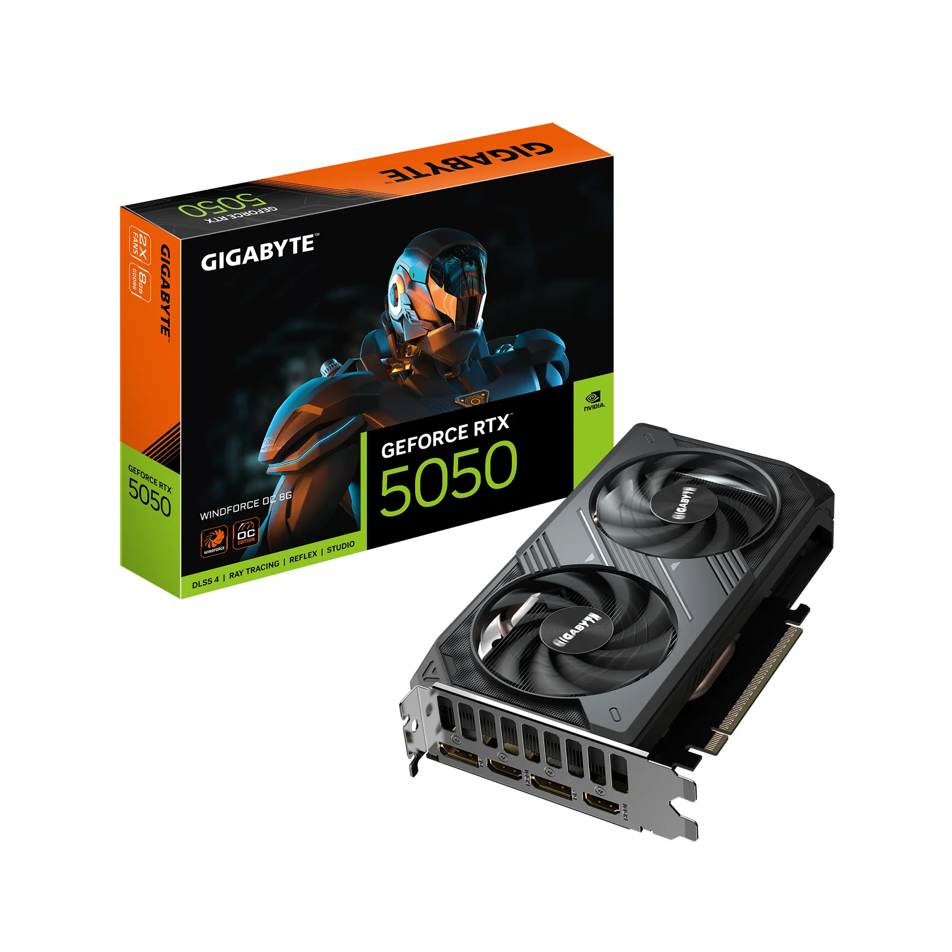 GIGABYTE GeForce RTX 5050 WINDFORCE OC 8G Grafikkarte – 8GB GDDR6, 128bit, PCI-E 5.0, 2587MHz Kerntakt, 2 x DP, 2 x HDMI, NVIDIA DLSS 4, GV-N5050WF2OC-8GD GIGABYTE GeForce RTX 5050 WINDFORCE OC 8G Grafikkarte – 8GB GDDR6, 128bit, PCI-E 5.0, 2587MHz Kerntakt, 2 x DP, 2 x HDMI, NVIDIA DLSS 4, GV-N5050WF2OC-8GD
