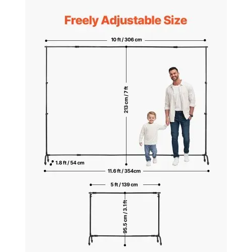 VEVOR Hintergrundständer verstellbares Fotohintergrundständer (Hintergrundtuch: 213 x 300 cm), Hintergrundständer mit Rollen, Bildschirmständer für Produktfotografie Studiofotografie – Bild 2