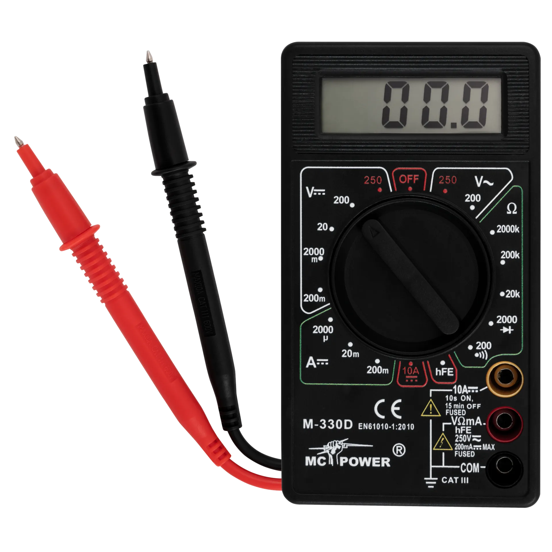 Digitalmultimeter McPower ''M-330D'' schwarz, 3½-stellig, akustischer Durchgangsprüfer – Bild 2