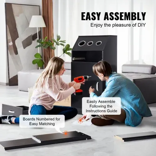 VEVOR Salon-Aufbewahrungsschrank, Friseursalon-Station für Friseure, Friseurstation-Set, mit 3 Haartrocknerhaltern, Schränken und einer Schublade, schwarz, 44 x 40 x 180 cm – Bild 5