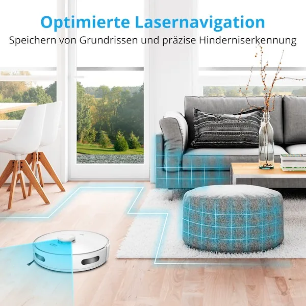 MEDION Saugroboter X10 SW, Wischfunktion, Lasernavigation, 2.700 Pa Saugkraft, No Go & Go Bereiche, präzise Kartenerstellung, mehrere Etagen, App-Steuerung – Bild 5