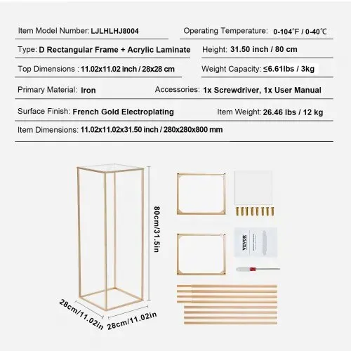 VEVOR 10er-Set Blumenhocker Eckig 28x28x80cm Blumenständer Eisen Beistelltisch Modern Blumensäule Gold-Galvanisierung Pflanzenhocker Pflanzenständer Metallständer für Dekoration von Bars Hotels Cafés – Bild 6