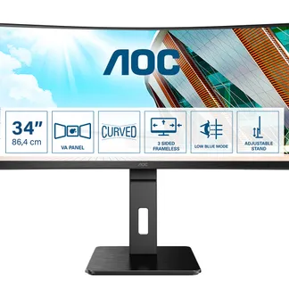 AOC P2 CU34P2A LED display 86,4 cm (34″) 3440 x 1440 Pixel Quad HD Schwarz AOC P2 CU34P2A LED display 86,4 cm (34″) 3440 x 1440 Pixel Quad HD Schwarz