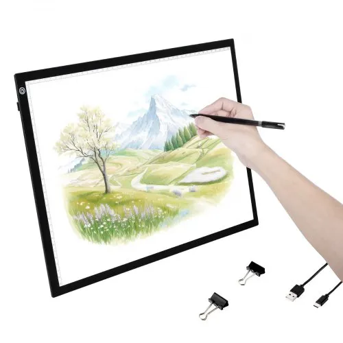 VEVOR Leuchttafel A3 LED Leuchtpad Leuchtkasten mit 3-stufig dimmbarer Helligkeit, USB-betriebenere Leuchtplatte zum Nachzeichnen, Leuchtbox für Diamantmalerei Animation Skizzieren Zeichnen schwarz VEVOR Leuchttafel A3 LED Leuchtpad Leuchtkasten mit 3-stufig dimmbarer Helligkeit, USB-betriebenere Leuchtplatte zum Nachzeichnen, Leuchtbox für Diamantmalerei Animation Skizzieren Zeichnen schwarz