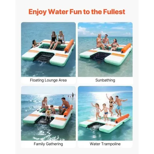 VEVOR Aufblasbares Schwimmdock, 2,44 x 1,83 m, Schwimmplattform mit Rutschfester Oberfläche, Tragetasche & Abnehmbarer Leiter, Schwimmende Insel, Wasserplattform für Pool, Strand & Meer – Bild 6
