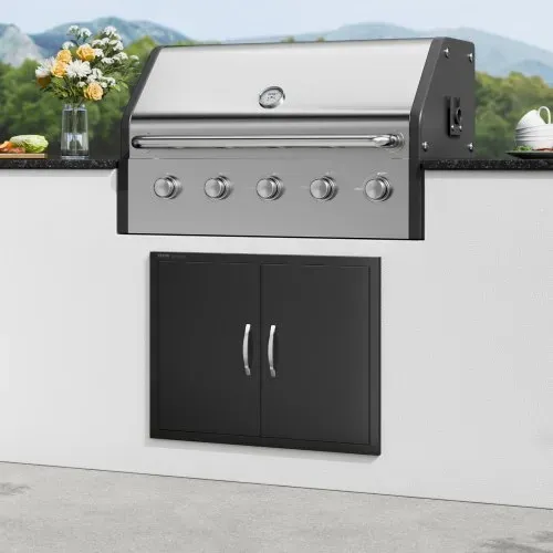 VEVOR Grill-Zugangstür, 788x610x46 mm, doppelte Außenküchentür, flächenbündig montierte Kaltplattentür, vertikale Wandtür mit Griffen, für Grillinsel Grillstation (Edelstahl + ölbesprühtes Produkt) – Bild 7