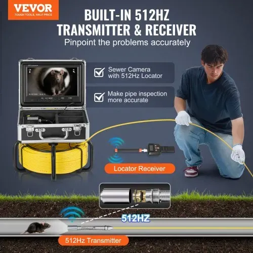 VEVOR Kanalkamera mit 512-Hz-Ortungsgerät, 30 m, selbst nivellierende Rohrinspektionskamera mit 9-Zoll-1080P-HD-Bildschirm, 36-fachem Zoom, Rohrkamera mit 12 LEDs, 32 GB SD-Karte, Endoskop Kanalrohre VEVOR Kanalkamera mit 512-Hz-Ortungsgerät, 30 m, selbst nivellierende Rohrinspektionskamera mit 9-Zoll-1080P-HD-Bildschirm, 36-fachem Zoom, Rohrkamera mit 12 LEDs, 32 GB SD-Karte, Endoskop Kanalrohre