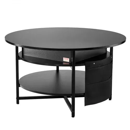 VEVOR Couchtisch mit anhebbarer Platte, 35,3 Zoll runder Couchtisch mit zusätzlichen Aufbewahrungstaschen, aufklappbarer Couchtisch für das Wohnzimmer, schwarz – Bild 10