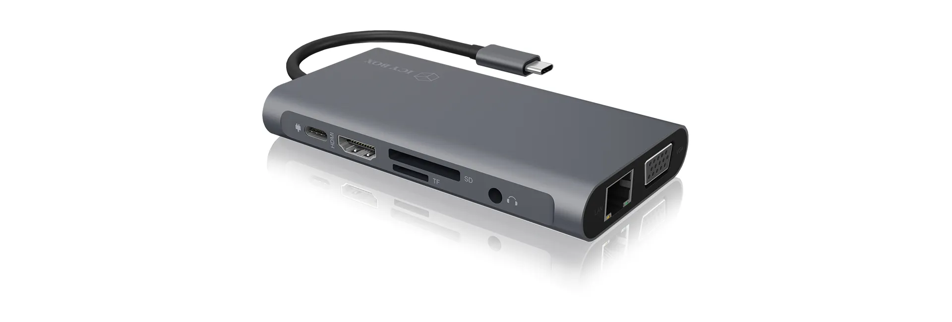 ICY BOX IB-DK4040-CPD, 10 in 1 USB Type-C® Notebook DockingStation, 1x HDMI 4K60Hz, 1x VGA, 3x USB-A, 1x USB-C(PD Only), 1x Audiocombo – Bild 3