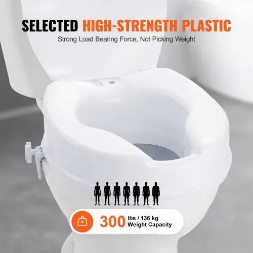 VEVOR Toilettensitzerhöhung Erhöhter Toilettensitz, 10 cm, 136 kg Tragkraft, Universelle Toilettensitzerhöhung, Schraubstangenverriegelung, mit Toilettensitz, für Behinderte, Patienten, Schwangere – Bild 3
