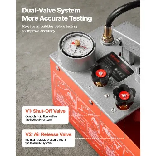 VEVOR Hydraulische Abdrückpumpe Druckprüfpumpe 11,36 L 0-50 bar Doppelventil, Handdruckpumpe mit Manometer und Tank, für Rohrleitungen, Wasserleitungen, Heizungen, Druck- und Leckprüfung – Bild 2