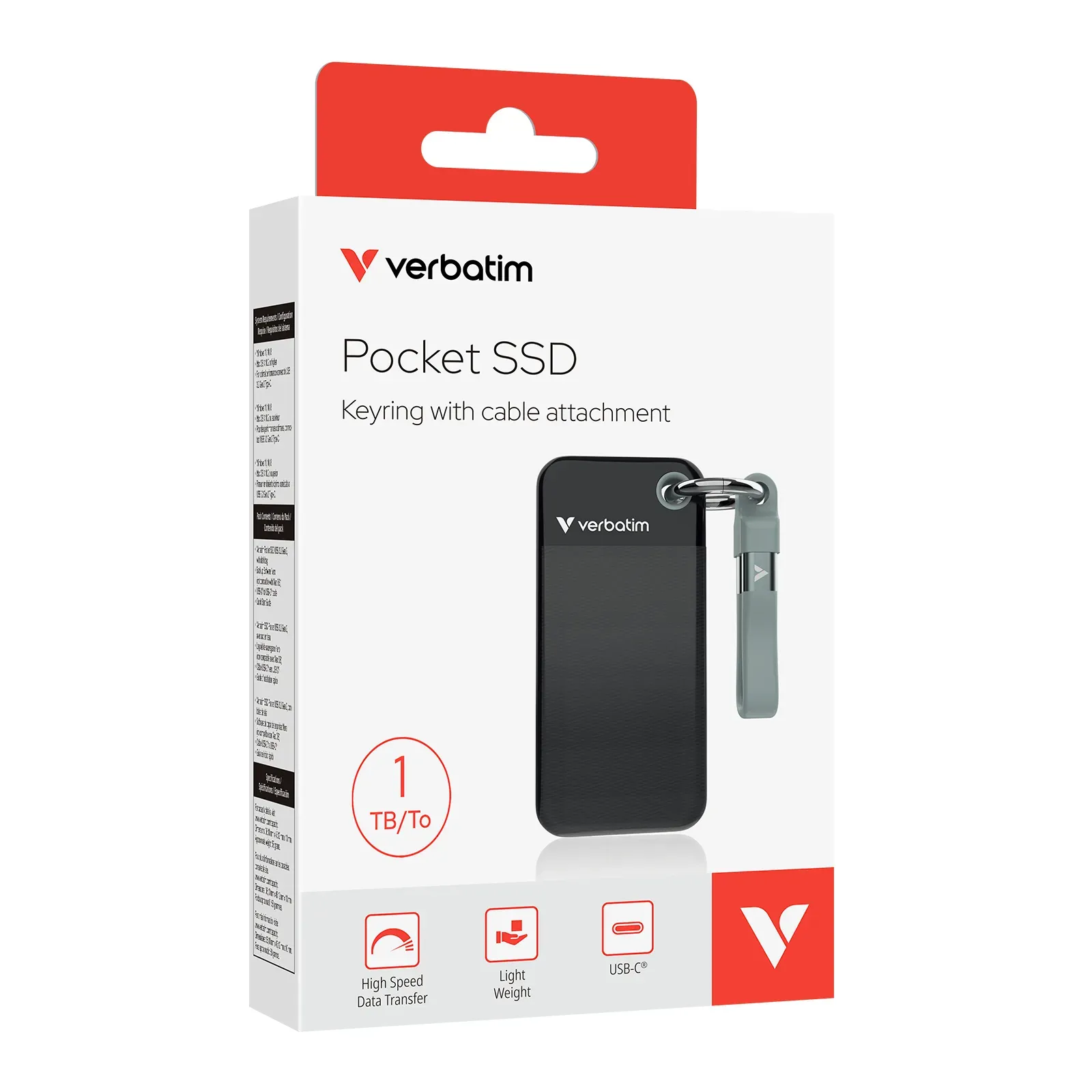 Verbatim Pocket SSD 1 TB USB Typ-C 3.2 Gen 2 (3.1 Gen 2) Schwarz, Grau – Bild 2