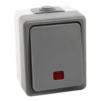 Feuchtraum Orientierungs-Schalter McPower “Secure“, 250V~/10A, IP44, AP, grau Feuchtraum Orientierungs-Schalter McPower “Secure“, 250V~/10A, IP44, AP, grau
