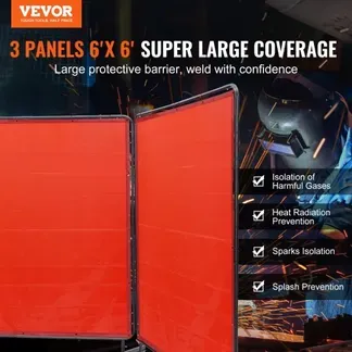 VEVOR 3-Panel-Schweißvorhang 1,8 x 1,8 m Schweißschutzvorhang aus Flammhemmendem Vinyl Schweißschutzwand mit 12 Schwenkrädern und einem 6-stufigen UV-Schutz Schweißerdecke Schweißschutz Rot VEVOR 3-Panel-Schweißvorhang 1,8 x 1,8 m Schweißschutzvorhang aus Flammhemmendem Vinyl Schweißschutzwand mit 12 Schwenkrädern und einem 6-stufigen UV-Schutz Schweißerdecke Schweißschutz Rot
