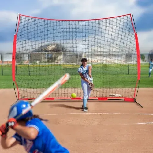 VEVOR Barrikaden-Backstop-Netz, 393 x 140 x 275 cm Ballsport-Absperrnetz, Tragbare Übungsausrüstung mit Tragetasche, Schutzschirm für Baseball-, Softball-, Lacrosse-, Fußball- und Hockeytraining – Bild 7