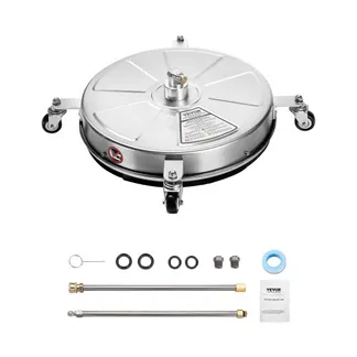 VEVOR 465 mm Hochdruckreiniger-Oberflächenreiniger, Flächenreiniger aus Edelstahl mit 4 Rädern, max. 4000 PSI, 1/4-Zoll-Schnellanschluss, 2 Sprühdüsen, 2 verlängerte Stäbe für Beton, Terrasse, Deck VEVOR 465 mm Hochdruckreiniger-Oberflächenreiniger, Flächenreiniger aus Edelstahl mit 4 Rädern, max. 4000 PSI, 1/4-Zoll-Schnellanschluss, 2 Sprühdüsen, 2 verlängerte Stäbe für Beton, Terrasse, Deck