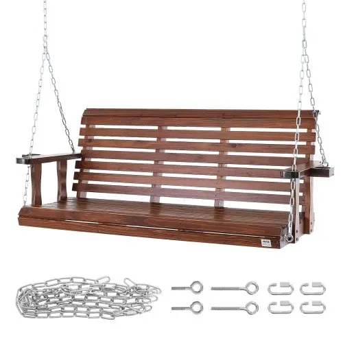VEVOR Hollywoodschaukel Zedernholz, 1702x710x600mm, Terrassenschaukel für Hof und Garten, verbesserte Tragkraft von ca. 400 kg, robuste Schaukelstuhlbank mit Aufhängeketten für den Außenbereich, braun – Bild 8