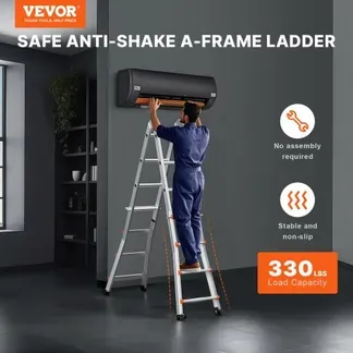VEVOR Teleskopleiter mit A-Rahmen, 4 m Aluminium-Ausziehleiter, multifunktionale zusammenklappbare Wohnmobilleiter, Teleskopleiter für Hausaufgaben, Treppen, Innen- & Außendächer, 150 kg Tragkraft VEVOR Teleskopleiter mit A-Rahmen, 4 m Aluminium-Ausziehleiter, multifunktionale zusammenklappbare Wohnmobilleiter, Teleskopleiter für Hausaufgaben, Treppen, Innen- & Außendächer, 150 kg Tragkraft