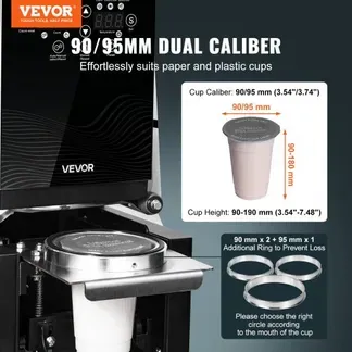 VEVOR Becherversiegelungsmaschine, 500–650 Tassen/h, Verschließmaschine für 190 mm hohe & 90/95 mm große Tassen, Elektrischer Boba-Tee-Versiegeler mit LCD-Bedienfeld für Bubble Milk Tea Coffee VEVOR Becherversiegelungsmaschine, 500–650 Tassen/h, Verschließmaschine für 190 mm hohe & 90/95 mm große Tassen, Elektrischer Boba-Tee-Versiegeler mit LCD-Bedienfeld für Bubble Milk Tea Coffee