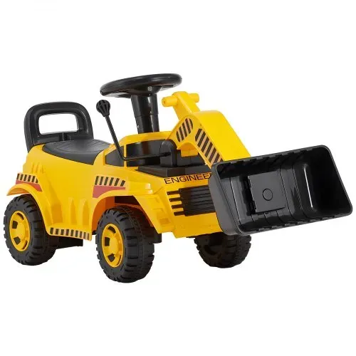 VEVOR Sitzbagger, Kinderbagger, Bagger-Bulldozer-Spielzeug mit Kippschutz und Stauraum unter dem Sitz, Aufsitzbagger 25 kg Tragkraft, Lauflernhilfe für Kleinkinder von 19 bis 36 Monaten, Gelb – Bild 8