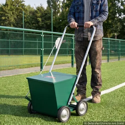 VEVOR Markierwagen Linien-Markiergerät Trocken 29,5 kg Pulverkapazität Grün, für Rasenfläche Feld & Sportplatz, Stahlkonstruktion, 50-100 mm Einstellbare Linienbreite, Klare & Gleichmäßige Markierung – Bild 7