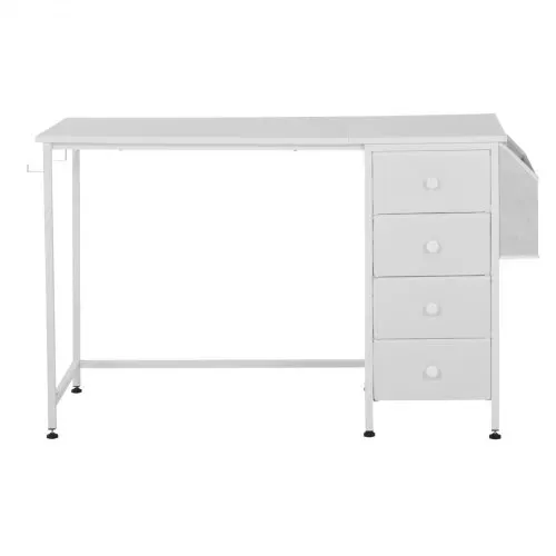 VEVOR Computertisch Bürotisch Schreibtisch (120 x 50 cm Tischplatte), moderner Arbeitstisch mit Stoffschubladen & 99 kg Tragkraft & Aufbewahrungshaken für Homeoffice Arbeitszimmer Wohnzimmer, Weiß – Bild 8