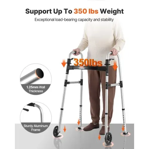 VEVOR Gehgestell 158 kg, Gehilfe mit Rädern & 8-fach verstellbarer Höhe, Gehrahmen aus leichtem Aluminium, Rollator mit Vorderrädern für Senioren & Erwachsene, Gehbock 605x385x755-955 mm – Bild 2