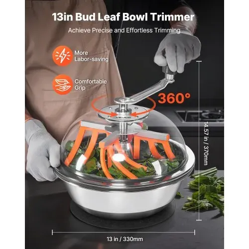 VEVOR Erntemaschine Bowl, 33 cm manueller Knospen-Trimmer, Bud Trimmer, Nass- & Trocken-Hydrokultur-Schneidemaschine, gedrehter Schleuderschnitt für Pflanzen, Blätter, Knospen, Blumen VEVOR Erntemaschine Bowl, 33 cm manueller Knospen-Trimmer, Bud Trimmer, Nass- & Trocken-Hydrokultur-Schneidemaschine, gedrehter Schleuderschnitt für Pflanzen, Blätter, Knospen, Blumen
