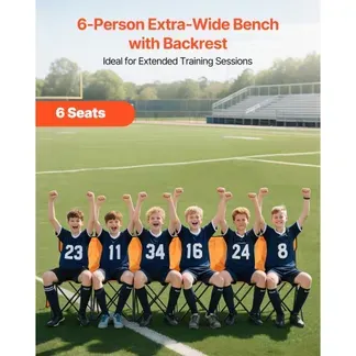 VEVOR tragbare Mannschaftsbank Sitzbank Campingbank (6 Personen) mit Seitentaschen & Tragetasche, Klappbank mit Rückenlehne, Seitenbank Sportbank für Fußball Baseball Outdoor-Aktivitäten Orange VEVOR tragbare Mannschaftsbank Sitzbank Campingbank (6 Personen) mit Seitentaschen & Tragetasche, Klappbank mit Rückenlehne, Seitenbank Sportbank für Fußball Baseball Outdoor-Aktivitäten Orange