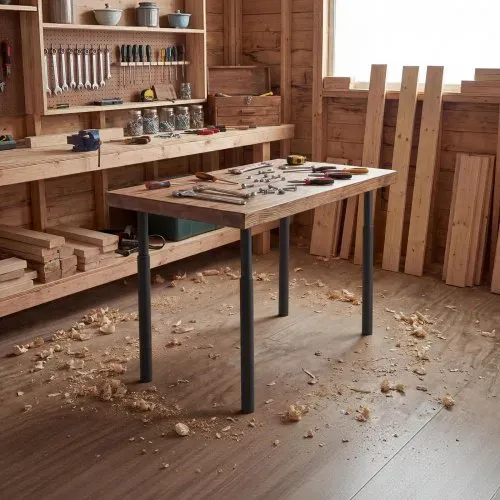 VEVOR Tischbeine 4er-Set, Möbelfüße 71–110 cm Höhenverstellbar, Tischfüße Max. 544 kg, Teleskopbein aus Kohlenstoffstahl, für Schreibtische, Couchtische, Esstische, Werkbänke, Rund – Bild 7