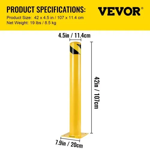 VEVOR Sicherheitspoller Stahlpollerpfosten 106,68 cm H 11,43 cm D Gelbe Schilder Rohrstahlbarriere – Bild 6