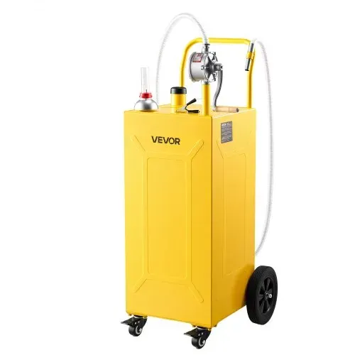 VEVOR 132,5L Kraftstofftrolley Mobile Tankanlage mit Manueller Pumpe Gelb, Tragbarer Kraftstoffbehälter für KFZ Rasenmäher Boot, Mit 4 Rollen & Ölstandsanzeige, Für Benzin & Diesel, Kohlenstoffstahl – Bild 8