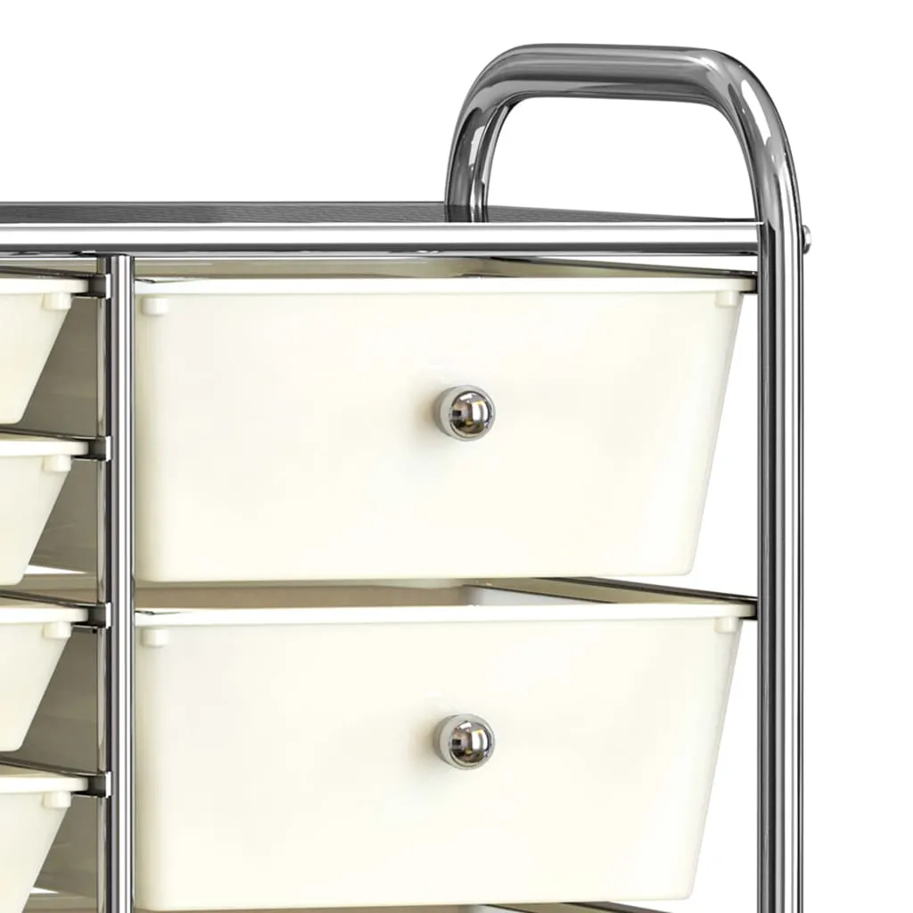 vidaXL XXL Schubladenwagen mit 15 Schubladen Weiß Kunststoff – Bild 5