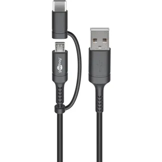 USB 2.0 Kabel, USB-A Stecker > USB-C + Micro-USB Stecker USB 2.0 Kabel, USB-A Stecker > USB-C + Micro-USB Stecker