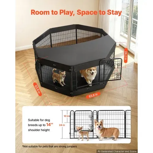 VEVOR Welpenauslauf Metall Welpenlaufstall 61 cm 8-tlg. Deckel & Bodenmatte, Spielplatz für Kleine Hunde Katzen & Andere Kleintiere Faltbar Durch die Verschiedenen Formen Vielfältig Einsetzbar VEVOR Welpenauslauf Metall Welpenlaufstall 61 cm 8-tlg. Deckel & Bodenmatte, Spielplatz für Kleine Hunde Katzen & Andere Kleintiere Faltbar Durch die Verschiedenen Formen Vielfältig Einsetzbar